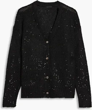 Sequin-embellished knitted cardigan