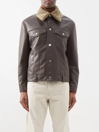Boyce Detachable-collar Leather-blend Jacket