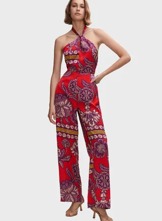 Halter Neck Printed Jumpsuit