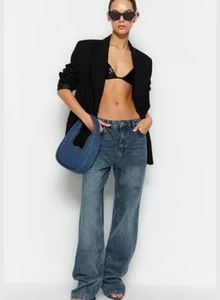 Blue Low Waist Wide leg Jeans TWOSS24JE00033