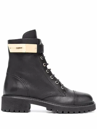 Lace-Up Leather Combat Boots