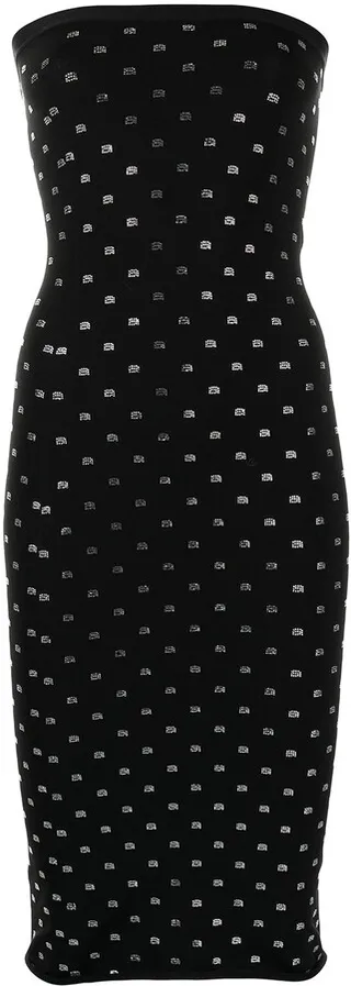 Crystal-Embellished Strapless Dress