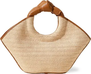Castell raffia & leather tote bag