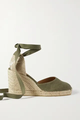 Castañer - + Net Sustain Carina 80 Canvas Wedge Espadrilles - Green