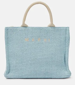 Logo Small raffia tote