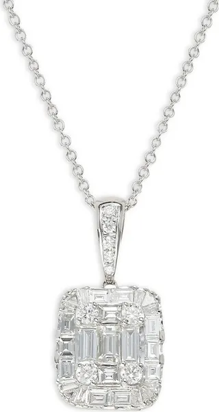 14K White Gold & Diamond Pendant Necklace