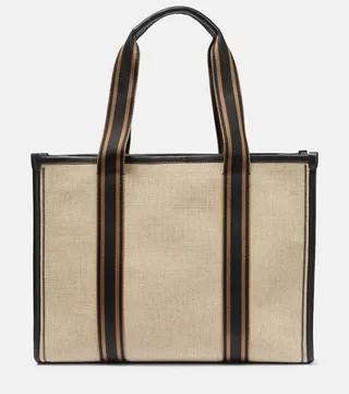 Leather-trimmed tote bag