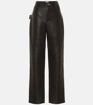High-rise leather pants