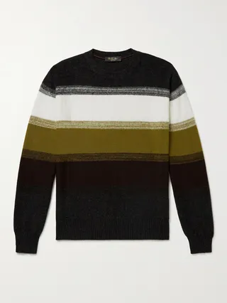 Glenshell Striped Cashmere and Silk-Blend Sweater