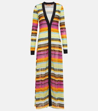Printed deep V-neck maxi dress