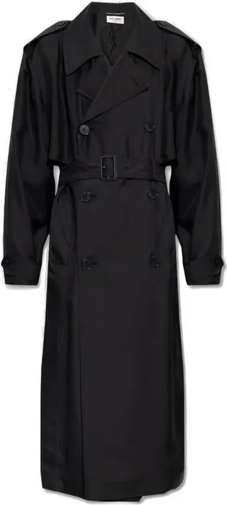 Saint Laurent Belted Long-Sleeved Trench Coat