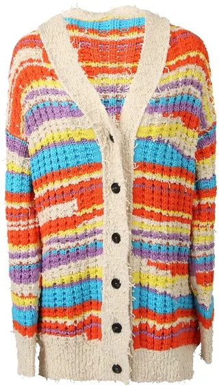 MSGM Striped V-Neck Cardigan