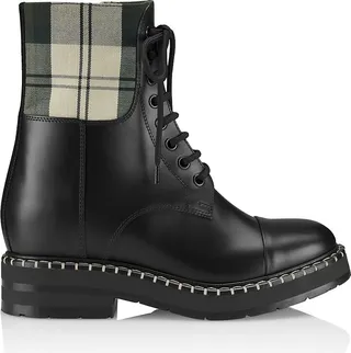 Chloé x Barbour Leather Combat Boots