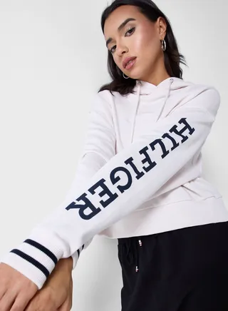 Logo Sleeve Knitted Hoodie