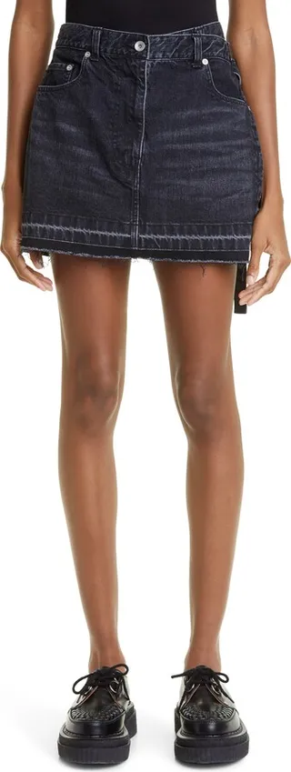 Asymmetric Wrap Denim Skort