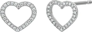 Icon 18K White Gold Diamond Open Heart Stud Earrings - 0.08 ctw.