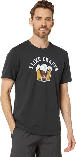 Life is Good I Like Crafts Crusher Tee (Jet Black) Men's Clothing