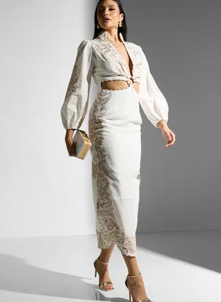 Cut Out Embroidered Dress