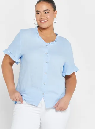 Textured Frill Detail Top