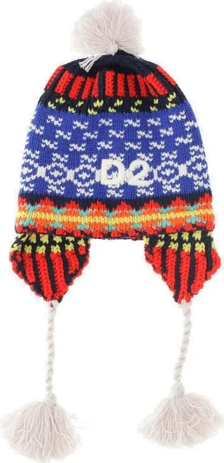 Dsquared2 Logo Embroidered Pom Pom Hat