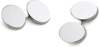 Deakin & Francis - Deakin & Francis Sterling Silver Plain Oval Linked Cufflinks