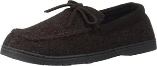 Dearfoams Men's Moccasin with Tie Slipper