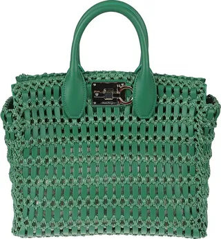 Top Handle Raffia Tote