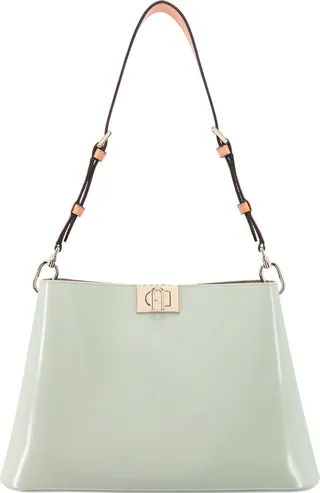 Leather shoulder bag with metal Arco logo