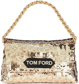 TOM FORD Sequins Label Mini Chain Bag in Metallic Gold