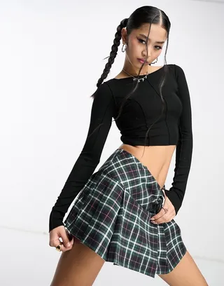 Stradivarius STR seamless crop top in black