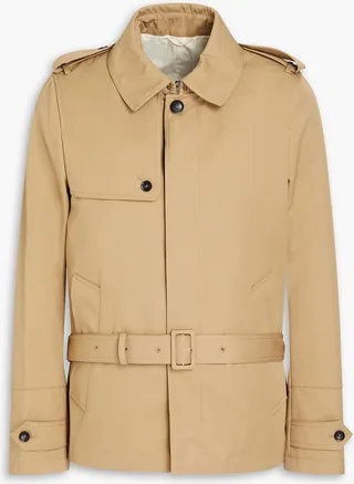 Belted twill trench coat