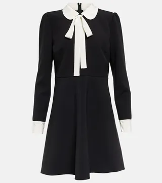 Tie-neck cady minidress