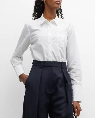 Long-Sleeve Collared Tunic Shirt