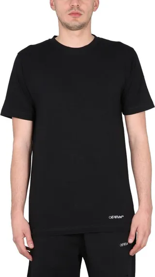 Off-White Logo Embroidered Cerwneck T-Shirt