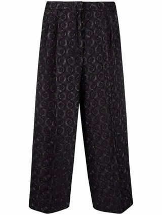 Patterned-Jacquard Cropped Trousers