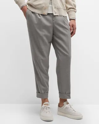 Men's Straight Leg Pleated Trousers
