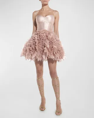 Kate Ruffle Silk Fit-&-Flare Mini Dress