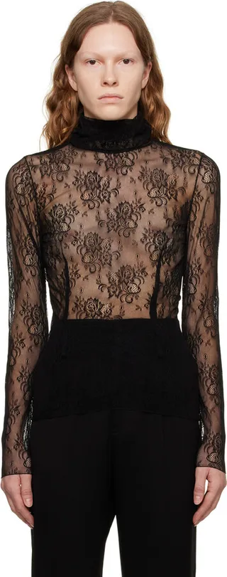 UNDERCOVER Black Lace Turtleneck
