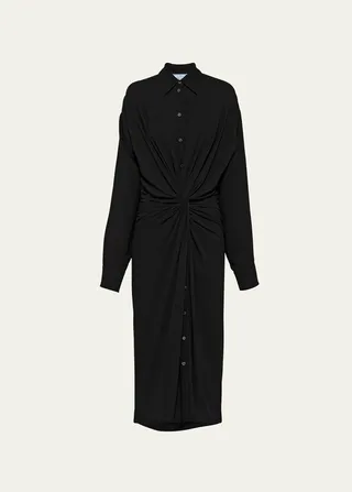 Sable Twisted-Front Midi Dress