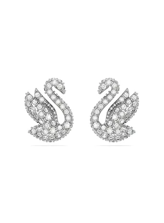 Iconic Swan Rhodium Plated Stud Earrings
