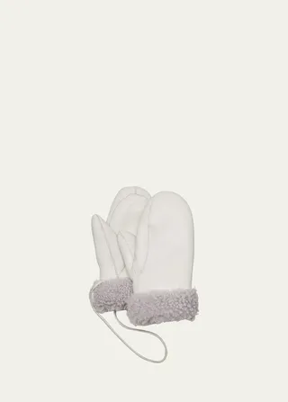 Shearling Tie Mittens