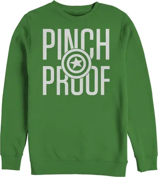 Men's Marvel Captain America Shield Pinch Proof St. Patrick's Sweatshirt - Kelly Green - 2X Large