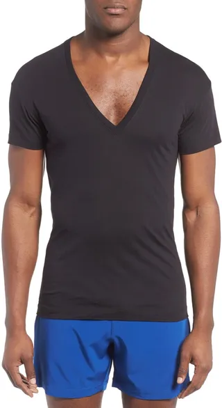 Slim Fit Pima Cotton Deep V-Neck T-Shirt