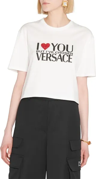 Strass Typographic Crop T-Shirt