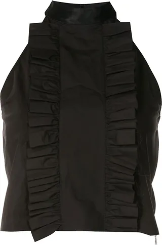Ruffle-Trim Halterneck Top
