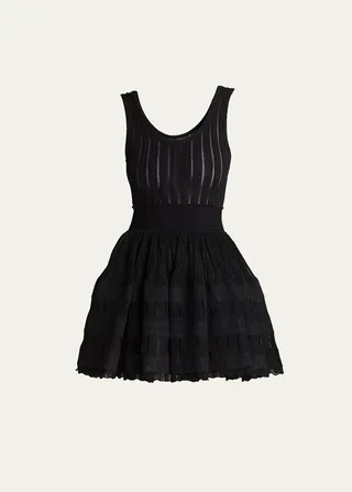 Crino Striped Fit-&-Flare Knit Mini Dress