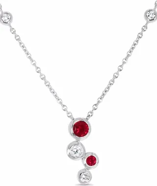 18kt white gold Bubbles ruby and diamond pendant necklace