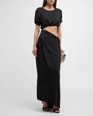Roll-Sleeve Column Tee Dress