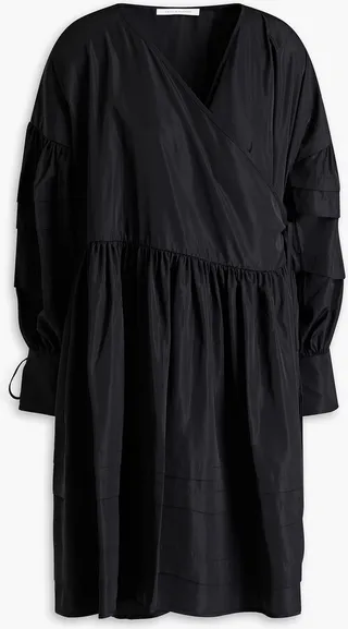 Amelie gathered taffeta wrap dress