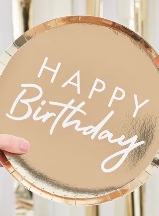 Gold Foiled Happy Birthday Plate